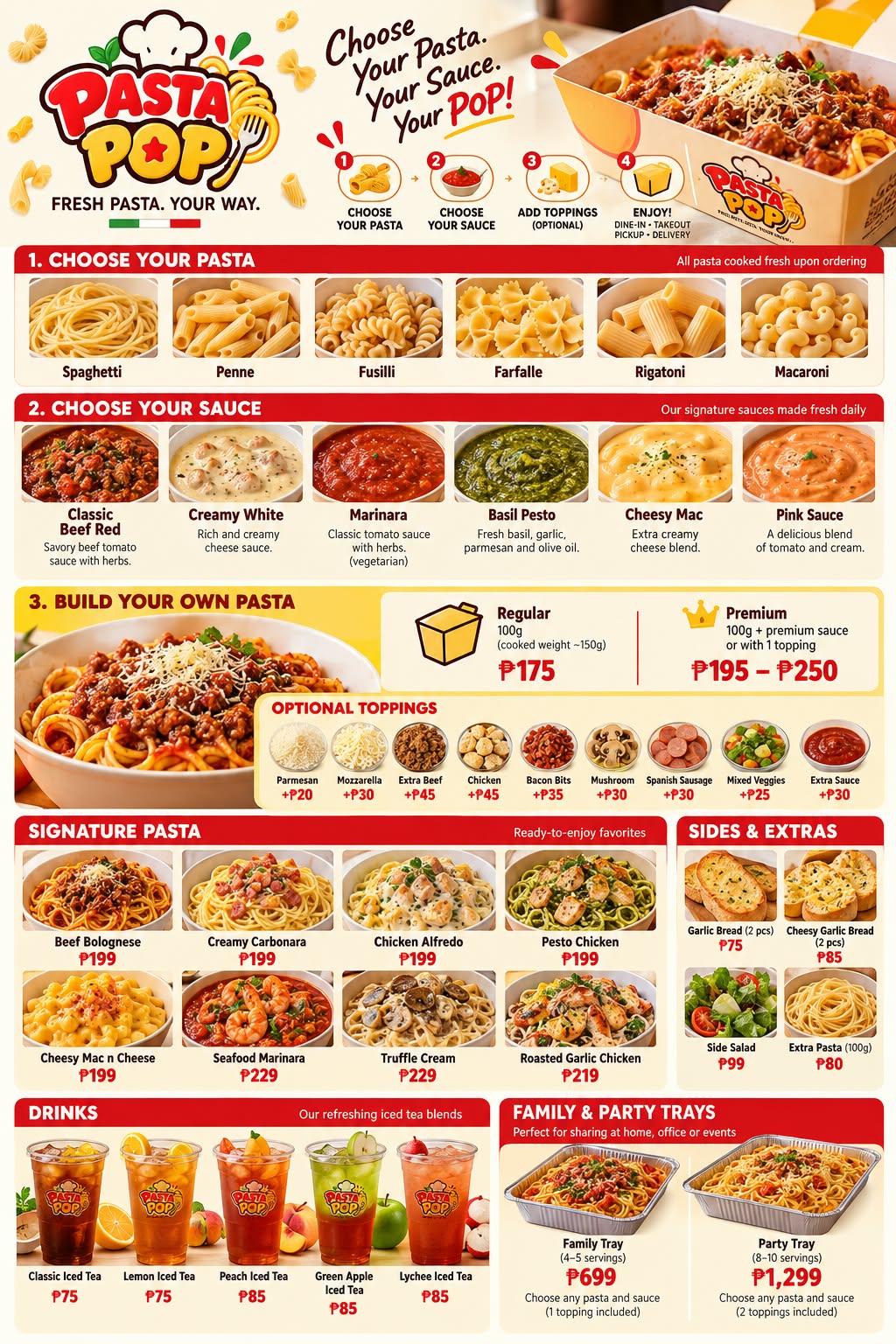 Uploaded PASTA POP sample menu